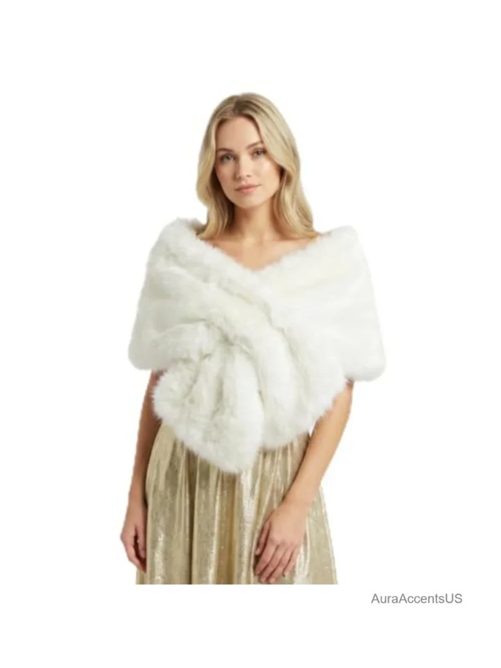 Women's Faux Fur Collar Scarf Wrap Winter Stole Shawl Plush Shrug Neck Warmer